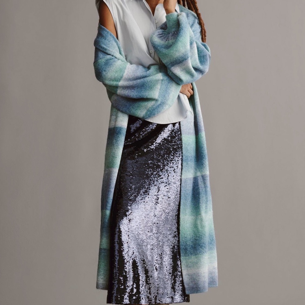 By Anthropologie Cozy Ombre Stripe Duster Sweater